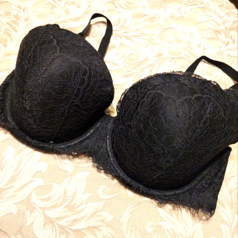 🔸🖤🔸 Fabulous Vintage VS Black Lace Lined Demi Bra - 38D - Picture 2 of 15